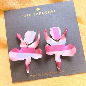 Lele Sadoughi Burgundy Stripe Small Paper Lily Earrings